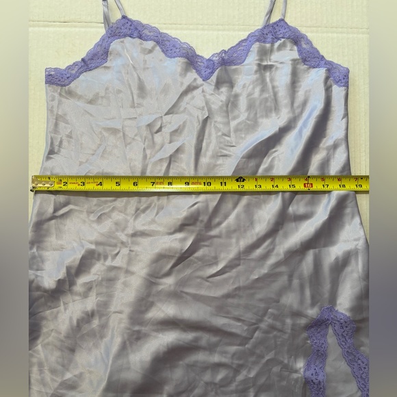 Victorias Secret Pink Label Lavender Satin & Lace Spaghetti Strap Slip Dress  L - Picture 7 of 9